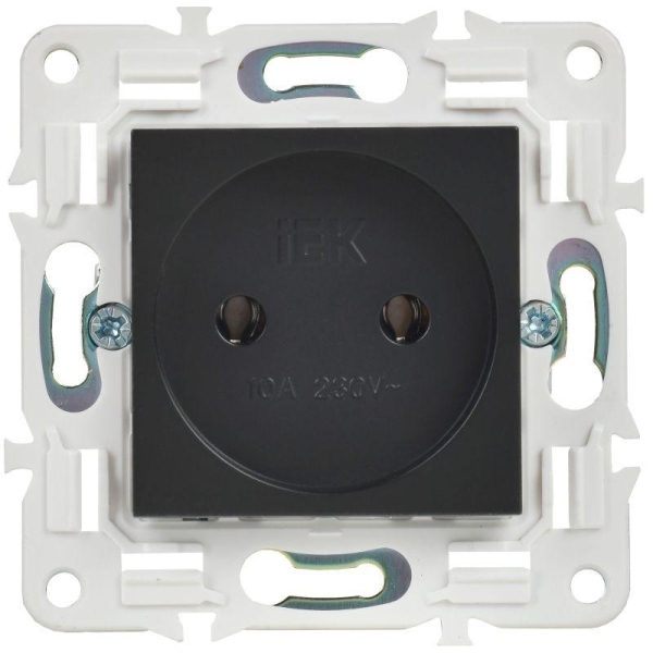 Розетка SKANDY 10А без заземл. без защ. шторок SK-R02Bl черн. IEK SK-R10-10-K02