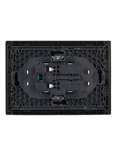 Розетка 2-м СП FORTE&PIANO FP123 16А с заземл. защ. шторки безвинт. крепл. черн. IEK FP-R24-16-1-K02