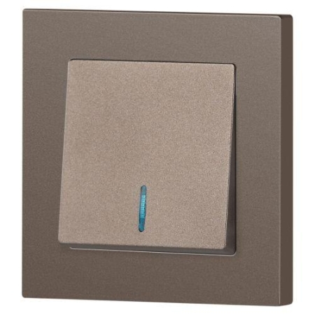 Выключатель 1-кл. СП Accent 6-102-08 10А IP20 250В с подсветкой AL/CU бронза Intro Б0063463