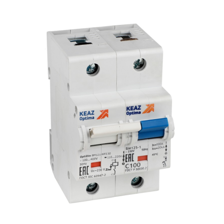 Выключатель автоматический модульный 1п D 80А 10кА OptiDin BM125-1D80-НР-14ln-УХЛ3 с независимым расцепителем КЭАЗ 336367 Выключатель автоматический модульный 1п D 80А 10кА OptiDin BM125-1D80-НР-14ln-УХЛ3 с независимым расцепителем КЭАЗ 336367
