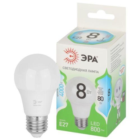 Лампа светодиодная GREEN LINE A60-8W-840-E27 GL 8Вт груша 4000К яркий свет бел. E27 Эра Б0067139 Лампа светодиодная GREEN LINE A60-8W-840-E27 GL 8Вт груша 4000К яркий свет бел. E27 Эра Б0067139