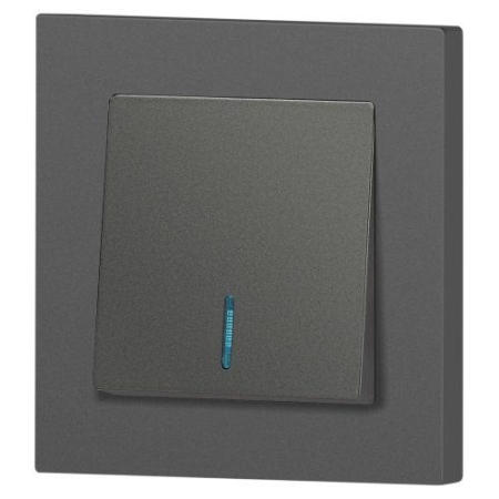 Выключатель 1-кл. СП Accent 6-102-07 10А IP20 250В с подсветкой AL/CU графит Intro Б0063434