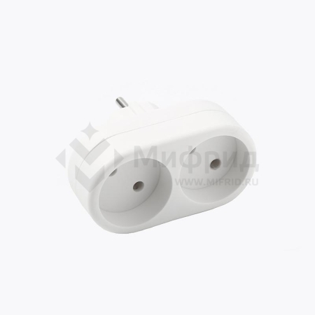 Разветвитель 2-м без заземл. 10А 2200Вт 250В плоский бел. DОМТОК 2651