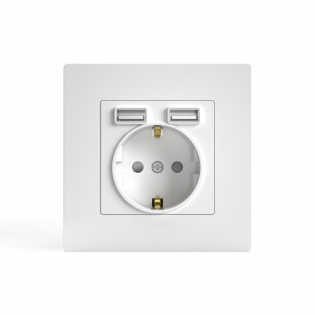 Розетка 1-м СП Pixel IP20 с заземл. с 2-мя заряд. устр. USB тип A+C механизм бел. TOKOV ELECTRIC TKE-PX-R1U2AC-C01