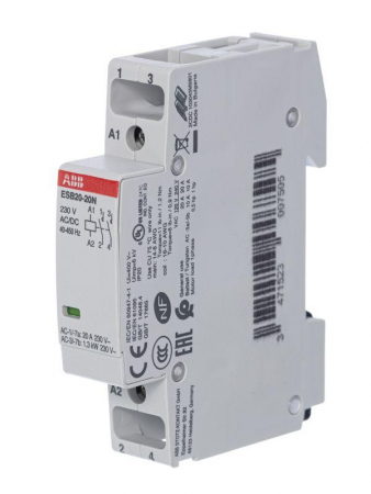 Контактор ESB20-20N-06 модульный (20А АС-1 2НО) катушка 230В AC/DC ABB 1SBE121111R0620 Контактор ESB20-20N-06 модульный (20А АС-1 2НО) катушка 230В AC/DC ABB 1SBE121111R0620