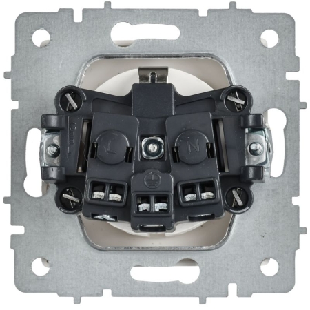 Розетка BRITE РС11-1-0-БрАБ 16А с заземл. без защ. шторок механизм арктич. бел. IEK BR-R11-16-K91