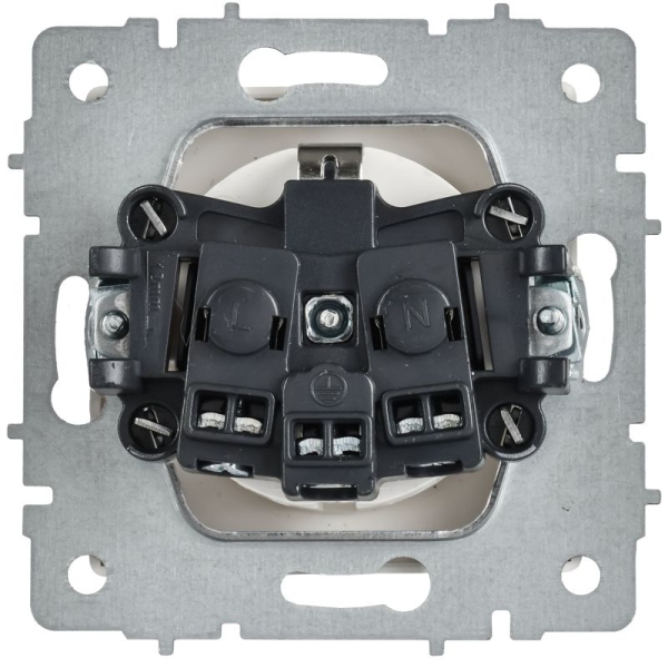 Розетка BRITE РС11-1-0-БрАБ 16А с заземл. без защ. шторок механизм арктич. бел. IEK BR-R11-16-K91