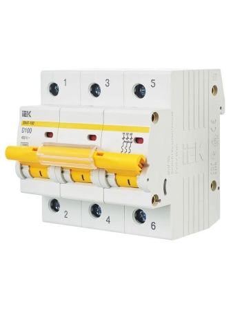 Выключатель автоматический модульный 3п D 100А 10кА ВА47-100 KARAT IEK MVA40-3-100-D Выключатель автоматический модульный 3п D 100А 10кА ВА47-100 KARAT IEK MVA40-3-100-D