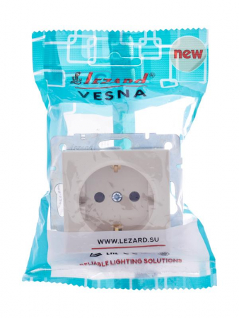 Розетка 1-м СП Vesna с заземл. защ. шторки ПБТ механизм крем. LEZARD 742-0388-124B Розетка 1-м СП Vesna с заземл. защ. шторки ПБТ механизм крем. LEZARD 742-0388-124B