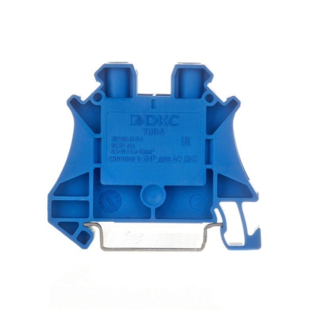 Клемма проходная винтовой зажим 2 точки подключения 6кв.мм син. DKC TUR-6-BU