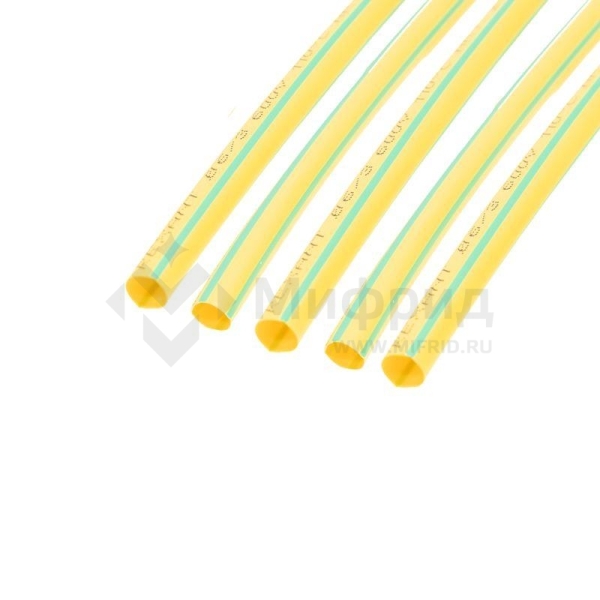 Трубка термоусадочная ТУТ нг 6.0/3.0 желт./зел. 1м Rexant 20-6007