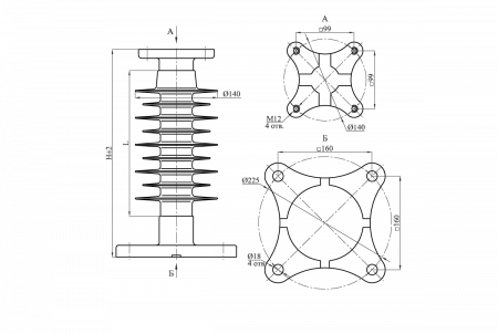 Изоляторы опорные полимерные типа ОСК 20-20-4 на напряжение 20 кВ