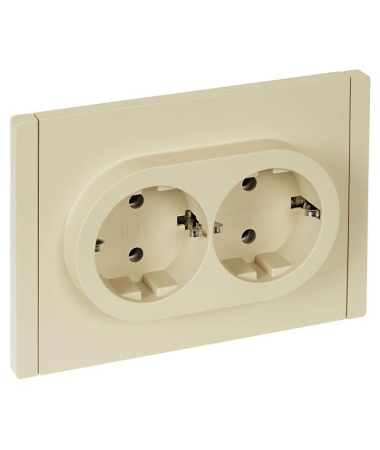 Розетка 2-м СП FORTE&PIANO FP424 16А с заземл. без защ. шторок безвинт. крепл. ваниль IEK FP-R21-16-1-K10