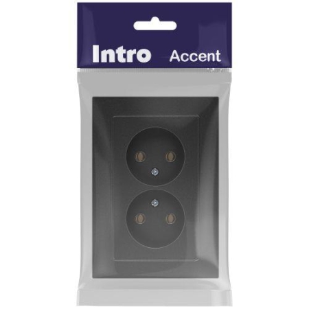 Розетка 2-м СП Accent 6-204-07 16А IP20 250В 2P AL/CU графит Intro Б0063435 Розетка 2-м СП Accent 6-204-07 16А IP20 250В 2P AL/CU графит Intro Б0063435