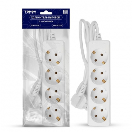 Удлинитель 4х5м с заземл. 16А 3х1 TOKOV ELECTRIC TKE-C01-BU4-5-1-Z Удлинитель 4х5м с заземл. 16А 3х1 TOKOV ELECTRIC TKE-C01-BU4-5-1-Z