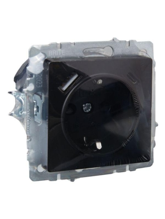 Розетка BRITE РЮш11-1-БрЧ 16А с USB A+C 18Вт с заземл. защ. шторки механизм черн. IEK BR-R14-16-U22-018-K02 Розетка BRITE РЮш11-1-БрЧ 16А с USB A+C 18Вт с заземл. защ. шторки механизм черн. IEK BR-R14-16-U22-018-K02