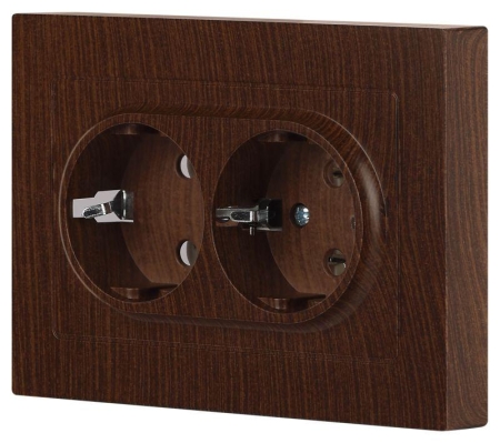 Розетка 2-м СП Accent 6-205-10 16А IP20 250В 2P+E Schuko AL/CU венге Intro Б0063502 Розетка 2-м СП Accent 6-205-10 16А IP20 250В 2P+E Schuko AL/CU венге Intro Б0063502