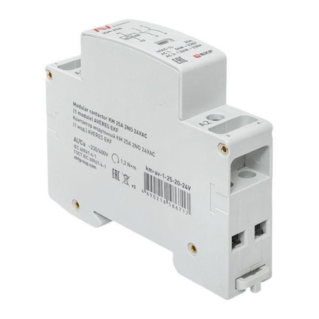 Контактор модульный КМ 25А 2NО 24В AC (1 мод.) AVERES EKF km-av-1-25-20-24V Контактор модульный КМ 25А 2NО 24В AC (1 мод.) AVERES EKF km-av-1-25-20-24V