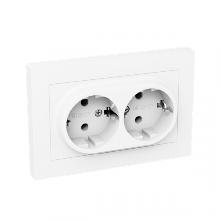 Розетка 2-м СП Эпика 16А с заземл. без защ. шторок с рамкой механизм бел. EKF UP1-SOW-210 Розетка 2-м СП Эпика 16А с заземл. без защ. шторок с рамкой механизм бел. EKF UP1-SOW-210