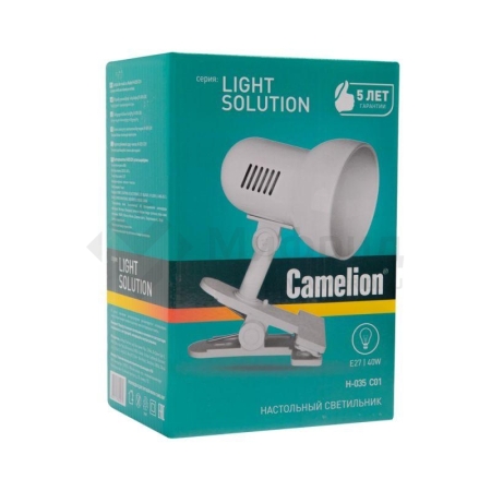 Светильник H-035 40Вт 230В прищепка метал. бел. Camelion 7198
