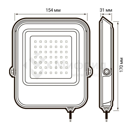Прожектор светодиодный PFL-V 30Вт 6500К IP65 ДО JazzWay 5039711