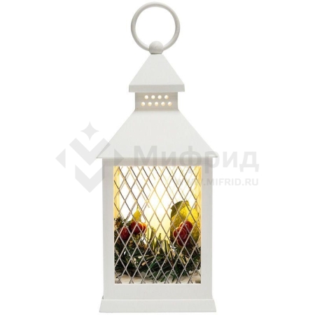 Фонарь декоративный 10.5х10.5х24см тепл. бел. со свечкой корпус бел. Neon-Night 513-042