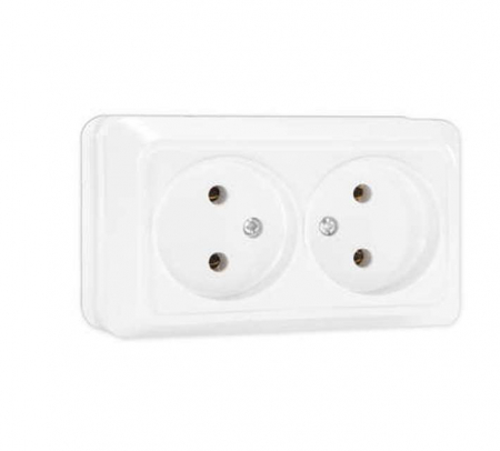 Розетка 2-м ОП Олимп 16А IP20 без заземл. бел. UNIVersal О0102 Розетка 2-м ОП Олимп 16А IP20 без заземл. бел. UNIVersal О0102