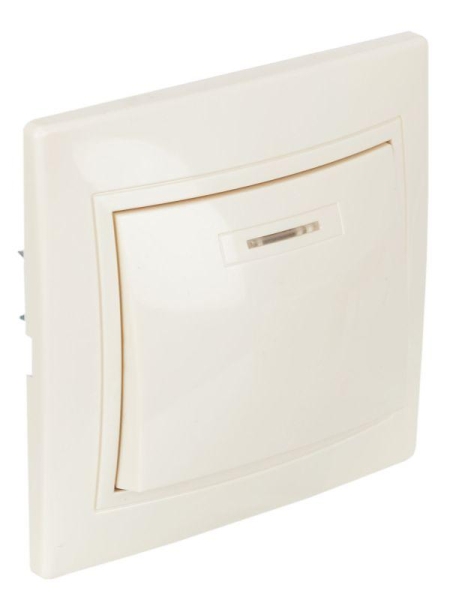 Выключатель 1-кл. СП Кварта 10А IP20 ВС10-1-1-ККм с индикацией крем. GENERICA EVK11-K33-10-DM