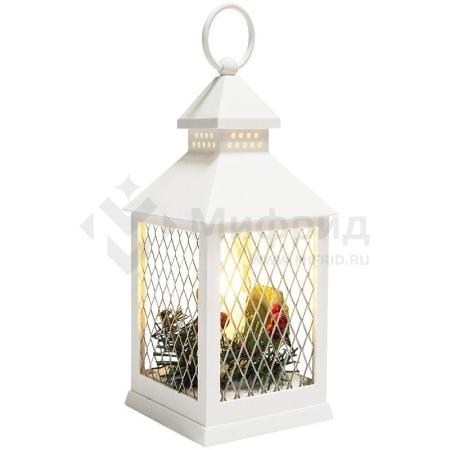 Фонарь декоративный 10.5х10.5х24см тепл. бел. со свечкой корпус бел. Neon-Night 513-042