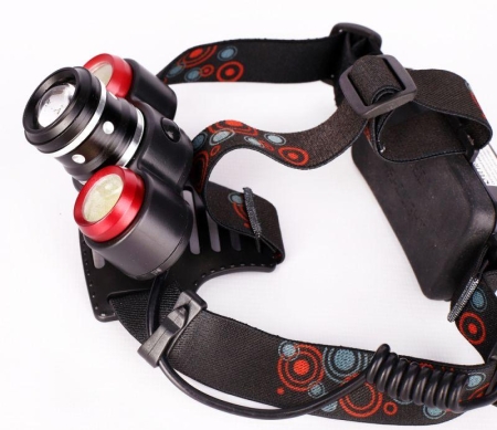 Фонарь налобный аккумуляторный LED5338 3.7В 3LED 5Вт фокус 2 ак. 4 реж. USB бокс черн. Ultraflash 15032