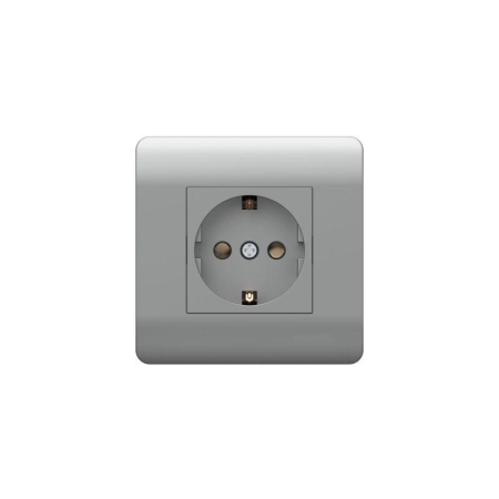 Розетка NEW3-E 16А с заземл. защ. шторки серебр. CHINT 431405 Розетка NEW3-E 16А с заземл. защ. шторки серебр. CHINT 431405