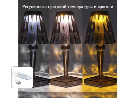 Светильник светодиодный настольный CTL1-USB 3Вт 120лм 5В 2SMD IP20 диммер: 2700-3000К/4000-4500К/6000-6500К ночник черн. кристалл акрил ФАZА 5040908 Светильник светодиодный настольный CTL1-USB 3Вт 120лм 5В 2SMD IP20 диммер: 2700-3000К/4000-4500К/6000-6500К ночник черн. кристалл акрил ФАZА 5040908