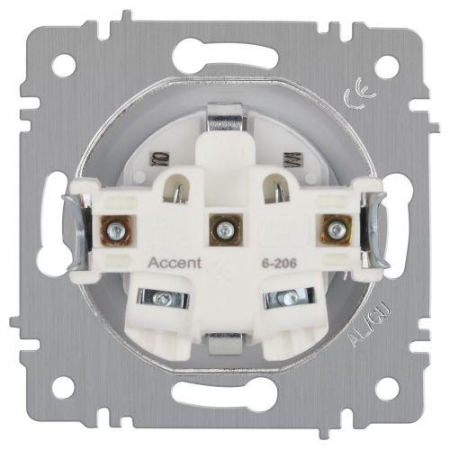 Розетка 1-м СП Accent 6-206-01 16А IP20 250В 2P+E Schuko защ. шторки AL/CU бел. Intro Б0063506 Розетка 1-м СП Accent 6-206-01 16А IP20 250В 2P+E Schuko защ. шторки AL/CU бел. Intro Б0063506