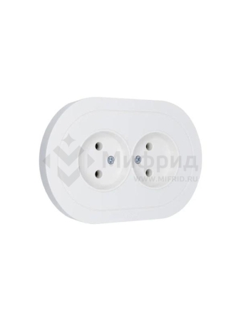 Розетка 2-м СП OSEN без заземл. ПБТ круглая бел. LEZARD 744-0200-128B