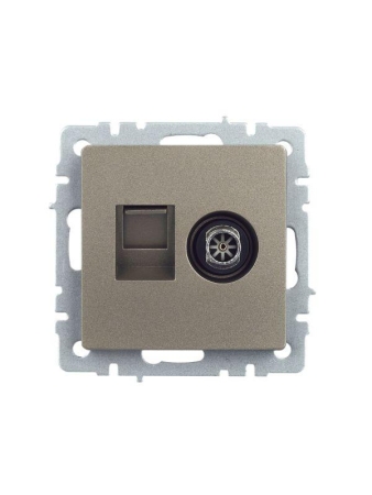Розетка компьютерная + телевизионная 2-м Brite РТВ/РК12-БрШ RJ45 кат.5E + TV механизм шампань IEK BR-AK20-1-K37 Розетка компьютерная + телевизионная 2-м Brite РТВ/РК12-БрШ RJ45 кат.5E + TV механизм шампань IEK BR-AK20-1-K37