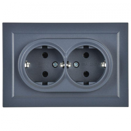 Розетка 2-м СП BRITE РС12-3-БрМ 16А в сборе с заземл. без защ. шторок маренго IEK BR-R21-16-K35-F