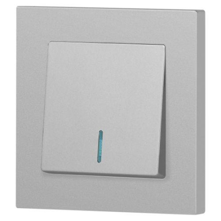 Выключатель 1-кл. СП Accent 6-102-03 10А IP20 250В с подсветкой AL/CU алюм. Intro Б0063478