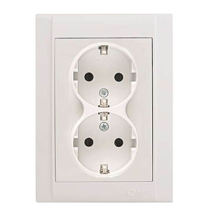 Розетка 2-м СП Defne 16А IP20 с заземл. бел. Makel 42001057 Розетка 2-м СП Defne 16А IP20 с заземл. бел. Makel 42001057