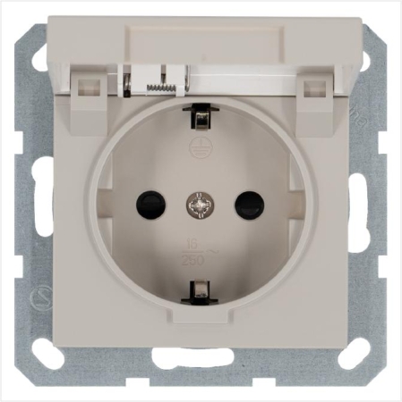 Розетка 1-м Shuko 16А IP20 с заземл. защ. шторки с крышкой механизм тауп Jasmart G5505T Розетка 1-м Shuko 16А IP20 с заземл. защ. шторки с крышкой механизм тауп Jasmart G5505T