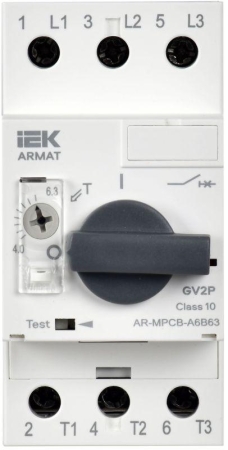 Выключатель автоматический защиты двигателя ARMAT A6 GV3P 4-6.3А IEK AR-MPCB-A6B63 Выключатель автоматический защиты двигателя ARMAT A6 GV3P 4-6.3А IEK AR-MPCB-A6B63