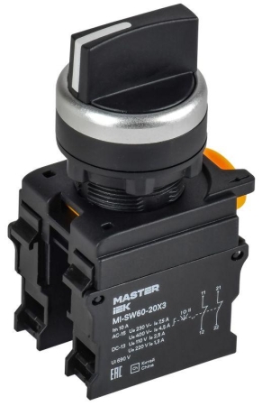 Переключатель 3 полож. 2НЗ черн. MASTER IEK MI-SW60-20X3-5-24-3-K02 Переключатель 3 полож. 2НЗ черн. MASTER IEK MI-SW60-20X3-5-24-3-K02